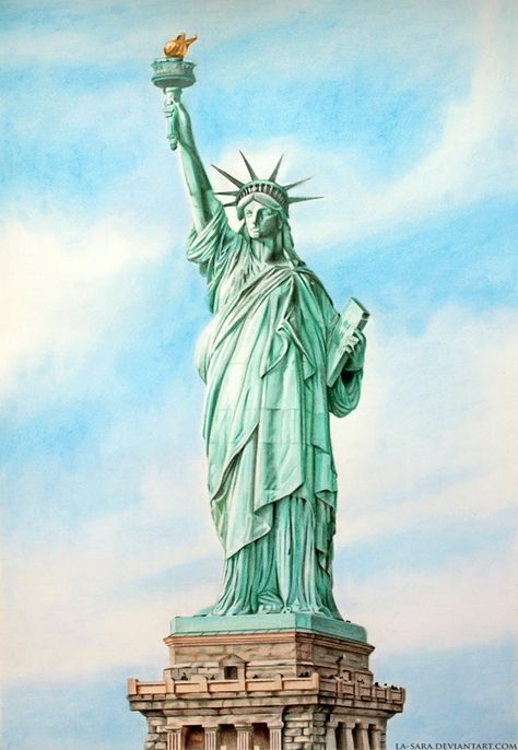 40 Easy And Beautiful Statue Of Liberty Drawings And Sketches Liberty Statue Drawing, Statue Of Liberty Drawing, Statue Drawing, Liberty Statue, Drawings And Sketches, New York Statue, Liberty Island, Directed Drawing, Types Of Colours