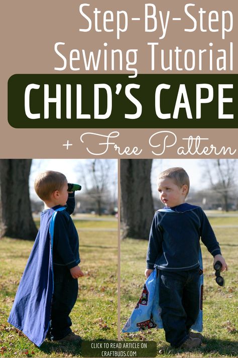 Step-By-Step Sewing Tutorial Child's Cape + FREE Pattern! You can alter the pattern to any superhero size you like. Click for instructions, photos and free download! #sewingprojects #sewingforkids #sewingtips #sewingtutorials #stitching #ilovesewing #ilovetosew #easysewing #easysewingforbeginners #sewingforbeginners Tutus, Childs Cape Pattern Free, How To Make A Cape For Kids, Diy Cape For Kids, Kids Cape Pattern, Superhero Cape Pattern, Cape Pattern Free, Kids Capes, Easy Baby Sewing Patterns