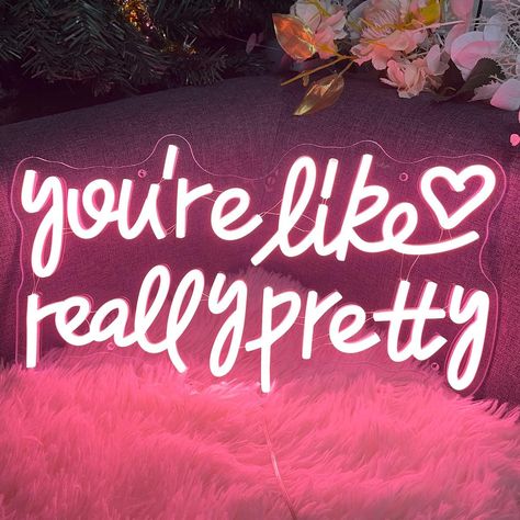 You're like really pretty neon barbie core inspired bedroom sign You're Like Really Pretty, Led Open Sign, Pink Neon Lights, Neon Open Sign, Neon Lights Bedroom, Party Bedroom, Rose Petals Wedding, Youre Like Really Pretty, Silk Rose Petals