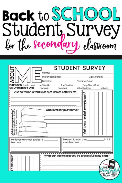 Free Back-to-School Survey for Secondary Students - | Back to School | Student Survey | All About Me Survey | High School Student Survey | Middle School Student Survey | First Week of School | First Day of School Activities First Week Of School Ideas, Student Survey Middle School, Middle School Icebreakers, School Social Work Activities, High School First Day, Middle School Classroom Management, School Icebreakers, Student Survey, High School Counseling