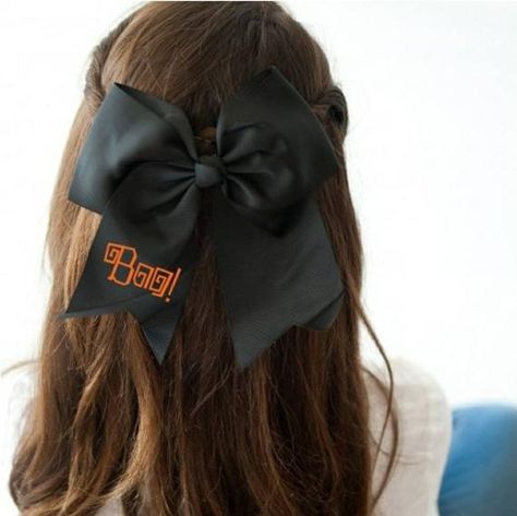 Black Hair Bow, Halloween Hair Bow, Hair Orange, Black Hair Bows, Ribbon Braids, Halloween Hair Bows, Ribbon Hairstyle, Halloween Bows, Clip Hairstyles