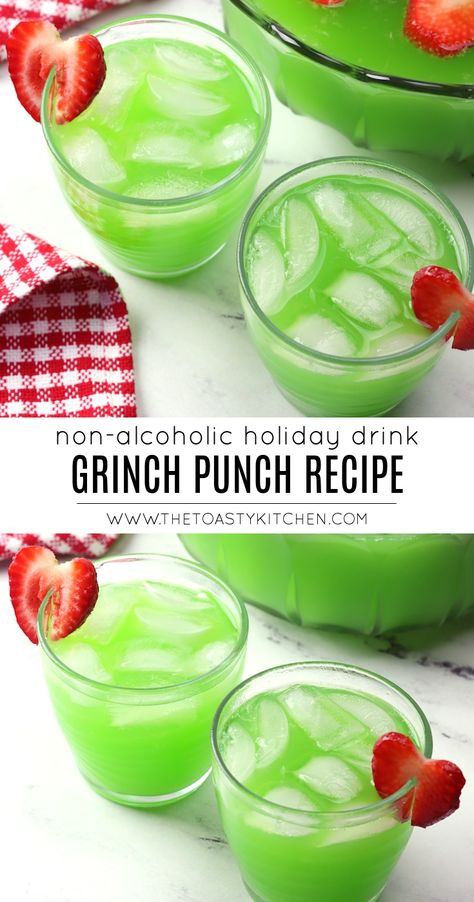 Margaritas, Grinch Punch Recipe, Green Punch Recipes, Grinch Drink, Grinch Punch, Holiday Punch Recipe, Christmas Drinks Recipes, Alcoholic Punch Recipes, Alcoholic Punch