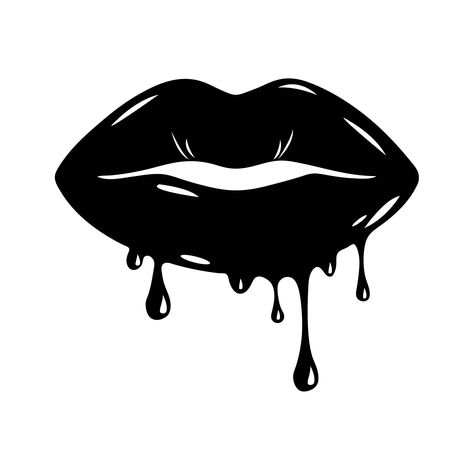 Lips Dripping Art, Dripping Lips Drawing, Car Decals Vinyl Girly, Phomemo Ideas, Lips Silhouette, Lips Black And White, Graffiti Lips, Lip Stencil, Lips Vector