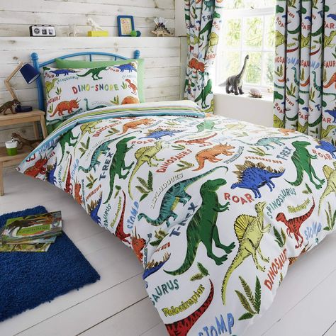 Happy Linen Company Kids Boys Girls Dinosaur Park Jurassic T-Rex Dino Green Reversible Single Bedding Duvet Cover Set: Amazon.co.uk: Kitchen & Home Toddler Cot, Dinosaur Bedding, Toddler Duvet Cover, Dinosaur Bedroom, Dinosaur Park, Dinosaur Room, Print Duvet Cover, Double Duvet Covers, Blue Duvet Cover