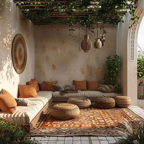 Vibrant moroccan landscape colors Moroccan Conservatory Ideas, Moroccan Garden Furniture, Moroccan Terrace Ideas, Morocco Interior Design Living Rooms, Morocco Inspired Home, Morocco Home Decor, Morocco Style Interior, Moroccan Backyard Ideas, Tunisian Interior Design