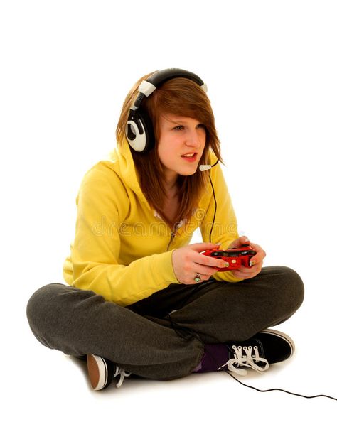Teenage Girl Playing Video Game. Teenage Girl With Gaming Device Playing Live Vi , #affiliate, #Video, #Game, #Playing, #Teenage, #Girl #ad Holding Game Controller Reference, Playing Switch Pose, Gaming Poses Reference, Friendship Photoshoot, Sitting Poses, Body Reference Poses, Human Poses Reference, Fashion Photography Inspiration, Poses References