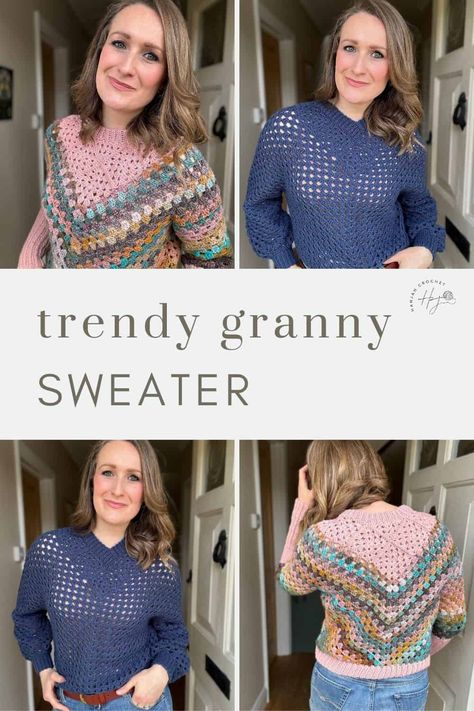 Ponchos, Granny Sweater Pattern, Square Sweater Crochet Pattern, Granny Square Sweater Crochet Pattern, Granny Square Sweater Pattern, Granny Square Sweater Crochet, Square Sweater Crochet, Modern Granny Square, Chunky Yarn Patterns