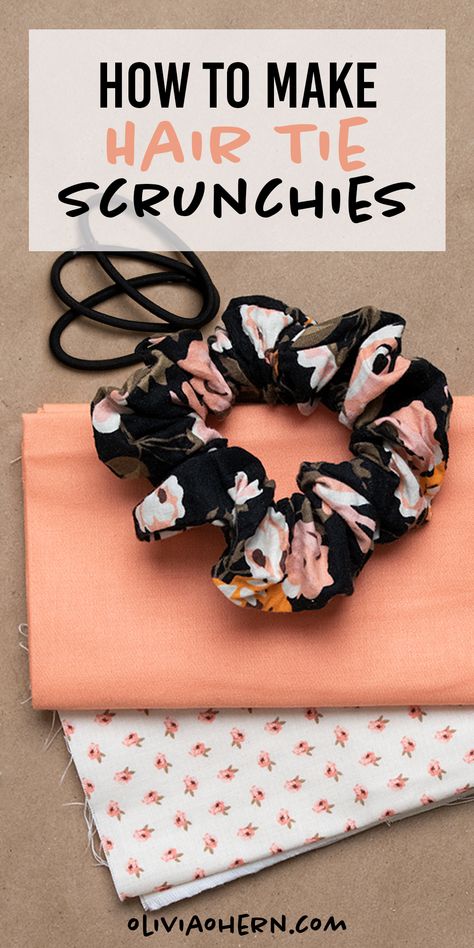 Diy Hair Tie Scrunchie, Couture, Fabric Hair Scrunchies Diy, How To Make Hair Scrunchies Patterns, Easy Hair Scrunchies Diy, Hair Scrunchie Pattern Free, Scrunchy Pattern Free, Diy Scrunchies With Hair Tie, Making Hair Ties