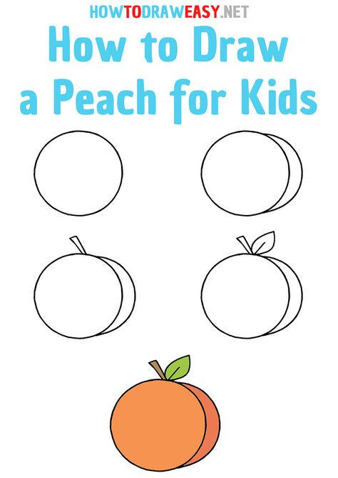 How to Draw a Peach Step by Step Easy #Fruits #Peach #Plants #PersianFruit #Drawing #Sketch #Draw #DrawingTutorials #EasyDrawing How To Draw A Peach Step By Step, How To Draw A Peach, Peach Drawing Easy, Elementary Drawing, Montessori Activities Preschool, Fruit Drawing, Easy Art For Kids, Sketching Tips, Drawing Lessons For Kids