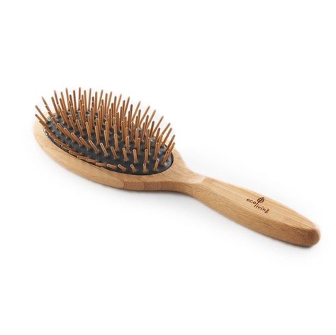 A sustainable FSC® bamboo hairbrush. With wooden pins and a black or natural rubber cushion. Has one pin hole free at the bottom to allow airflow. FEATURES Save countless plastic brushes from landfill 100% vegan and sustainable materials Handmade in Germany Massage the scalp and stimulate circulation They are anti-static and perfectly rounded Size: 215 x 63mm MATERIALS FSC® bamboo FSC® wood ( hornbeam) Natural rubber Bamboo Hairbrush, Wooden Hairbrush, Wooden Hair Brush, Wooden Pins, Eco Living, Smooth Hair, Sustainable Materials, Hair Tools, Hair Brush