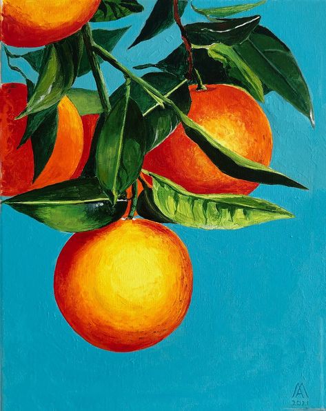 Tela, Oranges Illustration, Oranges Fruit, Illustration Fruit, Orange Artwork, Orange Canvas Art, Orange Illustration, Illustration Tree, Tree Orange