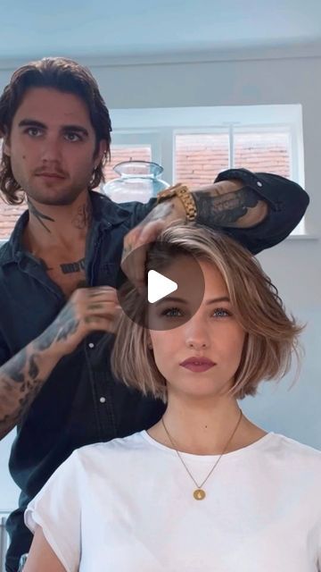 Hair Styles For Short Bob, How To Style Bob Hair, How To Style Short Thick Hair, Before And After Bob Haircut, How To Style Short Bob Hairstyles, Collarbone Length Bob, Short Hair Before And After, Diy Long Bob Haircut At Home, How To Cut A Bob Yourself