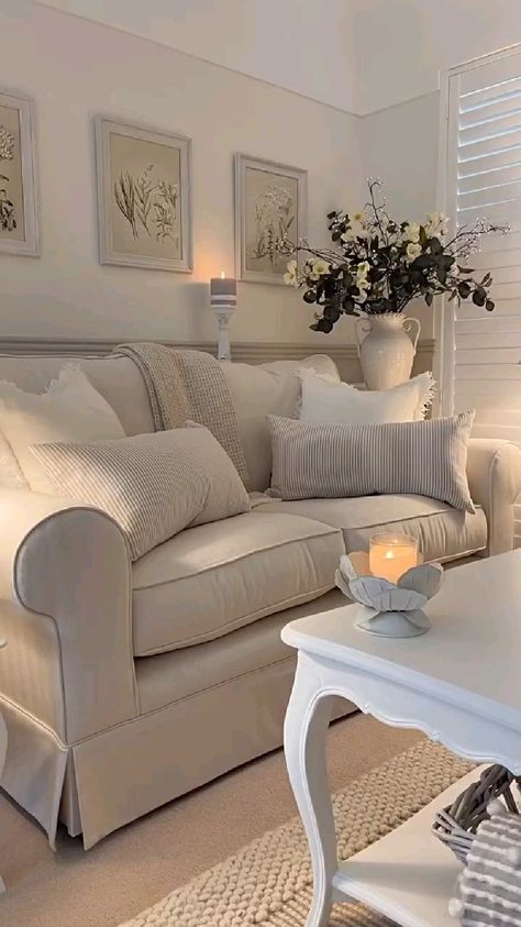 Cream Living Rooms, Classy Living Room, Almost Friday, Living Room Design Inspiration, Cosy Living Room, Cottage Living Rooms, Small Living Room Decor, Flickering Candles, No Place Like Home