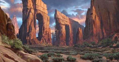 ArtStation - Desert Arch Temples Desert Temple, Tales From Earthsea, Desert Environment, Last Ride, Desert Art, Fantasy Setting, Fantasy Places, Space Opera, Environment Concept Art