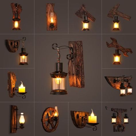 Wood Lights Ideas, Wall Bracket Light, Wall Mount Light Fixtures, Wood Wall Light, Cow Fish, Rustic Wall Lighting, Wall Mount Light Fixture, Geometric Lighting, Luminaire Mural