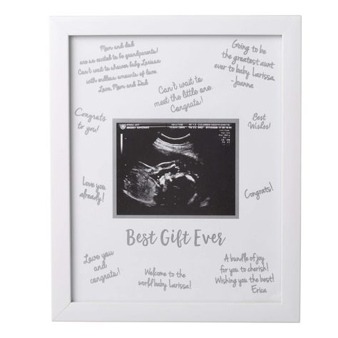 PRICES MAY VARY. Proudly display your baby’s first picture with this sonogram frame, baby shower attendees or hospital visitors can leave a special message with the included marker Includes one plastic white frame and one silver marker; this keepsake frame sports a triangle wall hanger for easy placement, a folding easel backing props open for displaying on tables, mantels and dressers Make sure to include this creative gift on your baby gift registry or use as unique baby shower gift or as a pi Baby Sonogram, Creative Guest Book, Baby Gift Registry, Guest Book Ideas, Ultrasound Pictures, Baby Frame, Unique Baby Shower Gifts, Baby Shower Guest Book, Perfect Baby Shower
