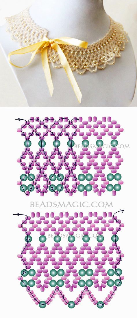Free pattern for beaded necklace Marquise 11/0-4 mm Seed Bead Patterns Free Necklaces, Seed Bead Necklace Patterns Free, Seed Bead Patterns Free, Beads Magic, Beading Netting, Beaded Necklace Patterns, Modern Necklace, Bead Crochet Rope, Beaded Jewlery