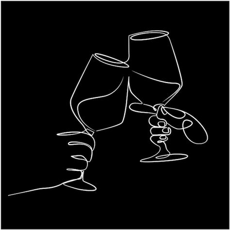 Spilled Wine Glass Drawing, Fine Line Wine Tattoo, Wine Logo Ideas, Wine Glasses Tattoo, Wine Illustration Design, Glass Of Wine Illustration, Wine Illustration Art, Wine Line Art, Line Art Tattoo Design