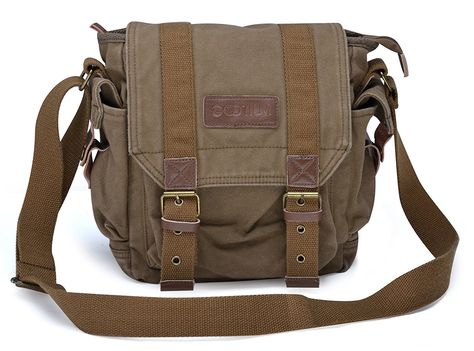 Gootium 21217 Canvas Messenger Bag - Vintage Style Satchel Suitable for Men and Women ** Be sure to check out this awesome product. Fashion Objects, School Satchel, Crossbody Satchel, Vintage Shoulder Bag, Fabric Canvas, Canvas Messenger Bag, Purse Crossbody, Vintage Canvas, Messenger Bag Men