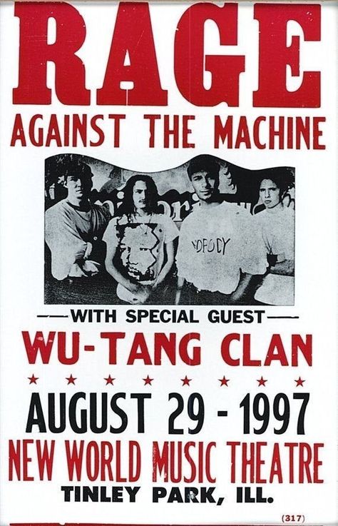 Tom Morello, Vintage Concert Posters, Rock Band Posters, Punk Poster, Wu Tang Clan, Rage Against The Machine, Rock Punk, Music Theater, Concert Poster