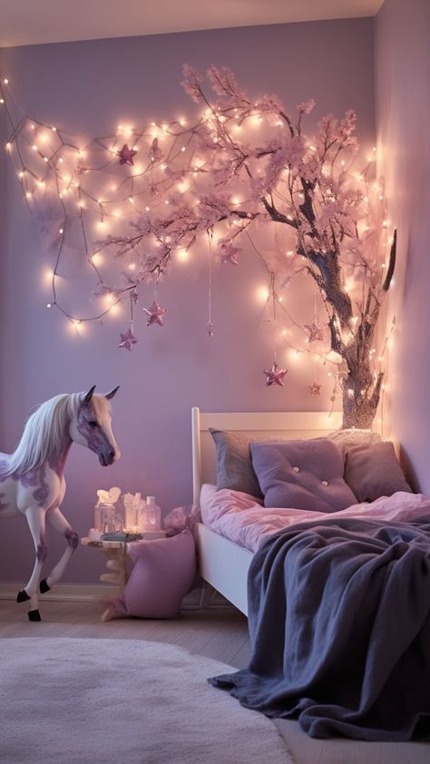 Kids Room Idea Girls Fairy Bedroom, Fairy Garden Bedroom, Fairytale Room, Girls Bedroom Lighting, Girls Bedroom Themes, Fairytale Bedroom, Magical Bedroom, Princess Bedrooms, Fairy Bedroom