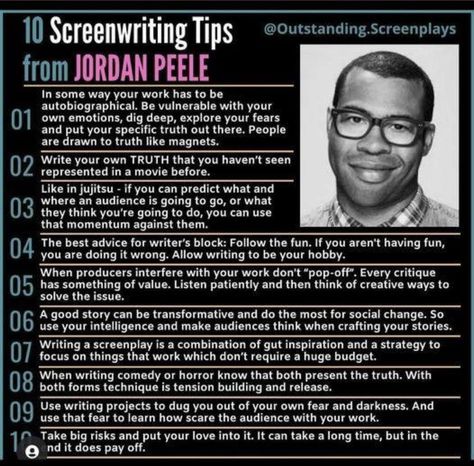 Writing A Movie Script, Filmmaking Inspiration, Screenwriting Tips, Screenplay Writing, Writing Scripts, Film Tips, Writing Plot, Jordan Peele, Creative Writing Tips