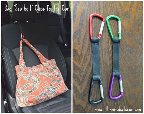 Ten ways to organize and clean your car! DIY purse holder Diy Purse Holder, Belt Clips, Diy Sac, Purse Holder, Seat Belts, Clean Your Car, Diy Purse, Car Hacks, Car Storage