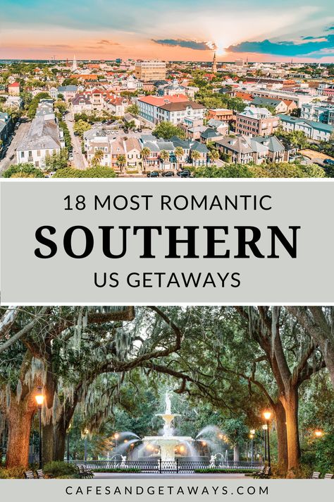 The southern US is home to a mix of romantic destinations and offers a wide range of experiences and activities. This post outlines some of the most romantic weekend getaways in the south. From, romantic cities to secluded destinations, there is no shortage of ideas. Romantic Cities In The Us, Romantic Vacation Ideas, Romantic Trips Couple Weekend Getaways, Romantic Weekend Getaways East Coast, Quick Getaway For Couples, Anniversary Weekend Getaway Ideas, Best Romantic Getaways In The Us, Weekend Anniversary Trip Ideas, Romantic Trips In The Us