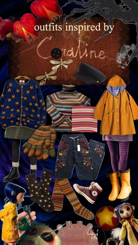 Coraline Halloween Costume, Coraline Costume, Coraline Movie, Coraline Aesthetic, Coraline Jones, Mood Clothes, Cute Couple Halloween Costumes, Alt Girls, Retro Horror