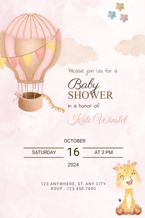 Babyshower Invitation For Girl, Baby Shower Invitation Cards Template, Cute Invitation Template, Baby Invitation Card, Baby Invitation Template, Chocolate Watercolor, Baby Shower Invitation Ideas, Invitacion Baby Shower, Baby Shower Invitations Girl