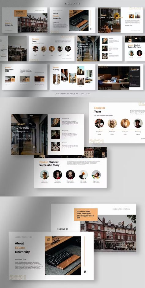 Elegant University Profile PowerPoint Presentation Template University Presentation, Cool Powerpoint, Best Profile, Creative Presentation, Presentation Design Template, Powerpoint Presentation Templates, Powerpoint Design, Power Point, Presentation Template