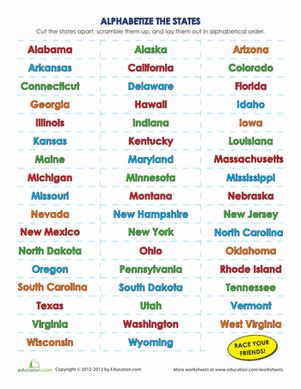 This simple game dares kids to mix up the names of all 50 states, then put them back in alphabetical order. 50 States In Alphabetical Order, Aesthetic Popsockets, States In Alphabetical Order, Alphabetical Order Worksheets, Homeschool Binder, United States Geography, Summer Homework, State Abbreviations, Homeschool Fun