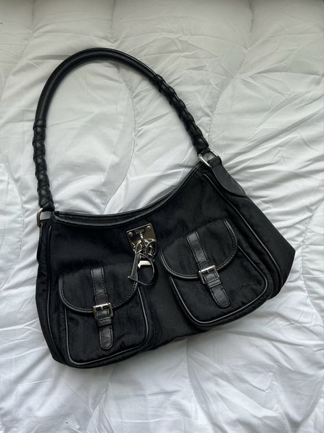 Y2k Black Purse, Goth Shoulder Bag, Black Y2k Purse, Black Vintage Handbag, Vintage Thrift Bags, Grunge Shoulder Bag, Black Mini Shoulder Bag, Cute Y2k Bags, Cute Vintage Bags