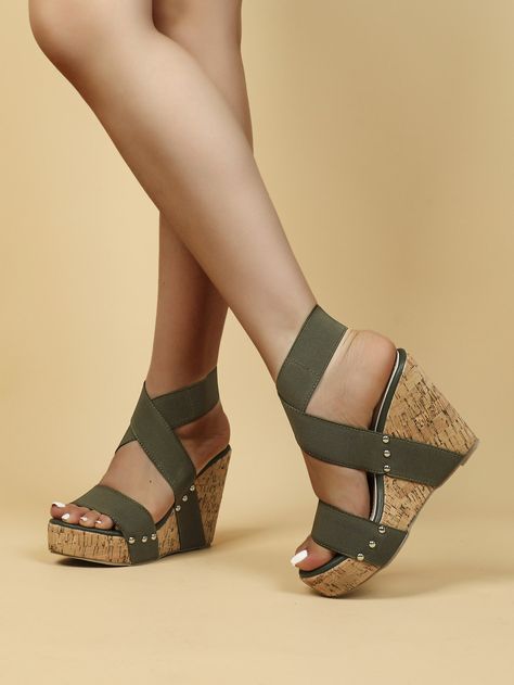 Wedged Sandals, Summer Sandals Wedge, Heels Aesthetic, Sandals Outfit, Cork Wedges Sandals, Strap Wedge, Ankle Strap Wedges, Heel Slippers, Platform Wedge Sandals