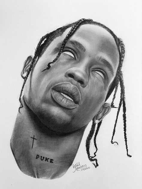 Travis Scott Drawing, Travis Scott Art, Portrait Realistic, Tupac Art, Badass Drawings, Drawing People Faces, Rapper Art, Animation Art Sketches, Graffiti Style Art