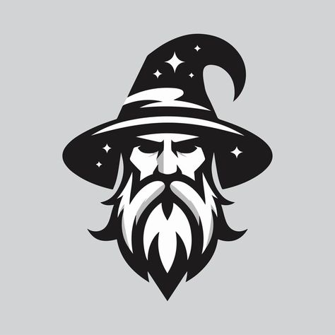 Wizard logo template | Premium Vector #Freepik #vector Wizard Logo, Wizards Logo, Hot Wheels Garage, Dark Art Drawings, Logo Templates, Dark Art, Wizard, Hot Wheels, Premium Vector