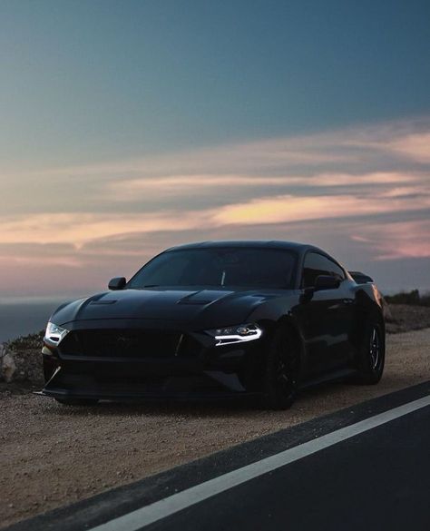 Fast Cars Aesthetic, Black Mustang Car, Matte Black Mustang, Siyah Mustang, Black Mustang Gt, Blacked Out Cars, Black Car Wallpaper, Matte Black Cars, Black Mustang