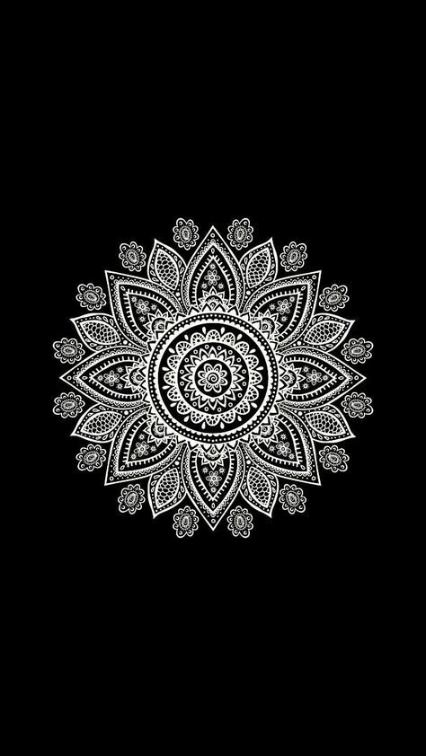 Black And White Wallpaper Iphone Pattern, Mandala In Black Background, White On Black Mandala, Mandala Aesthetic Wallpaper, Black Mandala Wallpaper, Mandala Wallpaper Backgrounds, Wallpaper Iphone Mandalas, Mandala Iphone Wallpaper, Mandala Wallpaper Iphone