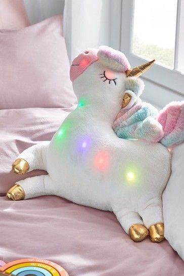 Light Up Unicorn Cushion Kids Unicorn Room, Girl Unicorn Bedroom Ideas, Girls Unicorn Bedroom Ideas, Unicorn Rainbow Room, Girls Unicorn Room, Girls Unicorn Bedroom, Unicorn Room Decor Ideas, Unicorn Bedroom Ideas, Unicorn Girls Bedroom