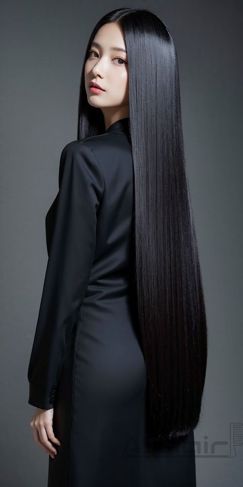 LADY LONG HAIR Long Black Shiny Hair, Asian Hairstyles Women Long, Long Hair Asian Woman, Long Black Asian Hair, Ulzzang Long Hair, Long Straight Hair Middle Part, Chinese Long Hair, Straight Hair Aesthetic, Long Asian Hair