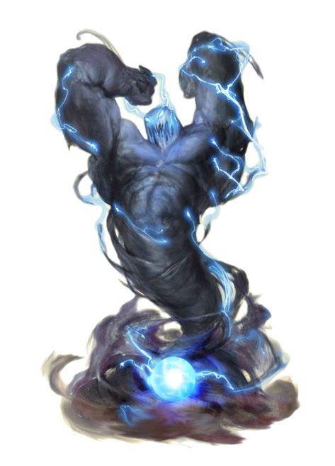 Dnd Elemental Art, Fantasy Elemental Art, Storm Elemental Art, Lightning Elemental Art, Air Elemental Dnd, Electric Monster Art, Elementals Fantasy Art, Elemental Person, Elemental Dnd 5e