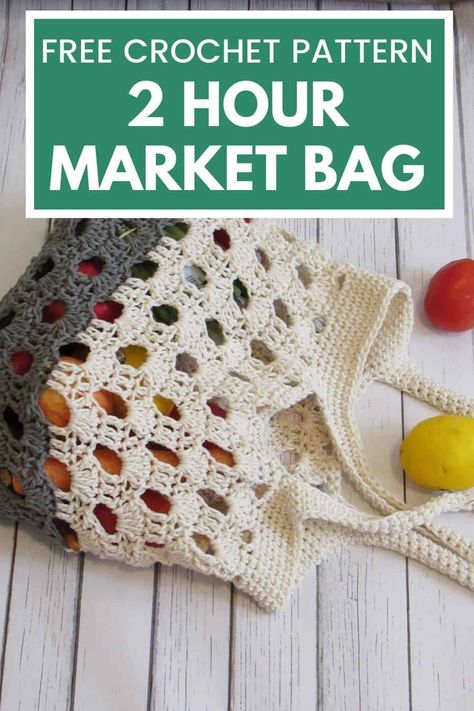 1 Hour Crochet Market Bag, Complete Beginner Crochet Project, Crochet Size 3 Yarn, Crochet Small Market Bag, Quick Market Bag Crochet, Free Crochet Shopping Bag Pattern, Quick Crochet Bags Easy Patterns, Easy Crochet Patterns To Sell, Smaller Crochet Projects