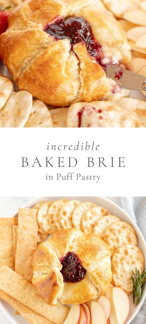 Warm Brie Appetizer, Brie Cheese Recipes Appetizers, Baked Bri, Baked Brie Puff Pastry, Easy Baked Brie Recipe, Baked Brie In Puff Pastry, Brie In Puff Pastry, Easy Baked Brie, Brie Recipes Appetizers