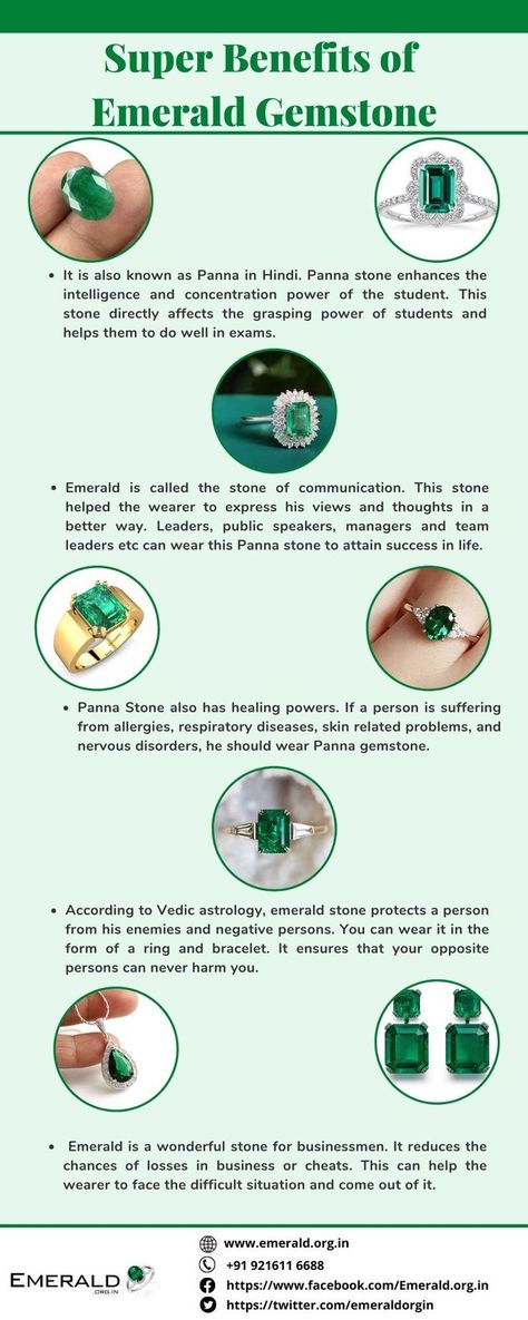 Emerald Stone is the beautiful and stunning gemstone and it is among the top three colored stones in the universe. People who born in the month of May, can wear emerald stone. In this infographic we will discuss the benefits of emerald gemstone. https://wa.me/919216116688 Meaning Of Emerald Stone, Emerald Gemstone Meaning, Emerald Stone Meaning, Emerald Gemstone Wallpaper, Gemstone Wallpaper Iphone, Emerald Crystal Meaning, Gems Meanings, Emerald Meaning, Emerald Stone Benefits