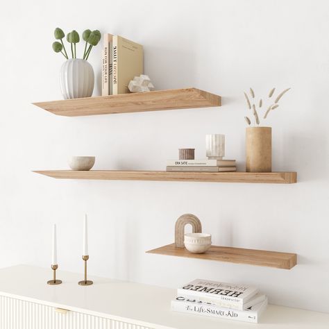 [Ad] We're Glad To Present You Our New Arrival - Floating Shelf With Hidden Metal Brackets! Our Shelves Are Made From Premium Quality Wood, Carefully Selected For Its Strength And Durability, And Handcrafted By Hand. We Offer A Variety Of Styles And Finishes To Suit Any Decor, From Sleek And Modern To Rustic And Traditional. This Shelf Has Minimalistic Design With Slim Cut Ends As You Can See On The Photos. We Believe That Form And Function Should #bathroomfloatingshelvesdecor Minimalist Wood Shelf, Entry Way Shelf Decor Ideas, Natural Wood Wall Shelves, Modern Shelving Living Room, Minimal Shelving Decor, Japandi Floating Shelves, Small Office Shelf, Mounted Wall Shelves, Floating Shelves Above Dresser