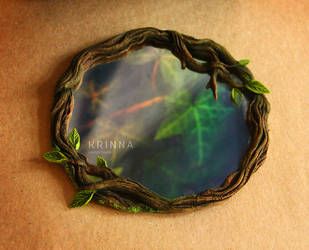 Fimo, Enchanted Forest Mirror, Polymer Clay Pottery, Clay On Mirror, Polymer Clay Mirror, Mirror Clay, Forest Mirror, Clay Forest, Clay Mirror