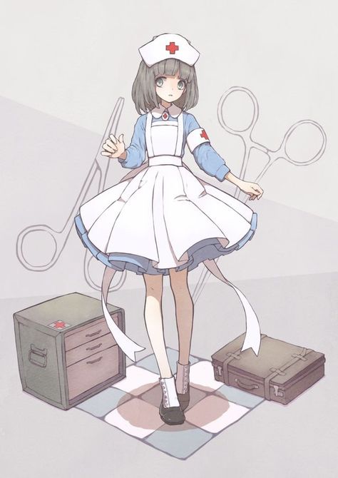 She reminds me of a anime character I created Nurse Outfit Drawing, Nurse Drawing, Nurse Outfit, Outfit Drawing, Nurse Aesthetic, Nurse Art, Cute Nurse, Creepy Cute, Kawaii Art