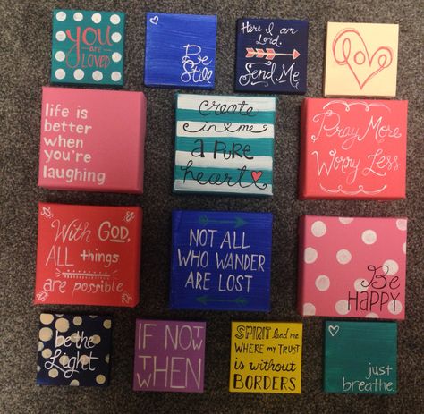 Mini canvas painting ideas. 3x3 and 4x4 mini canvases. DIY mini canvas painting #canvas #painting Mini Tela, Canvas Painting Quotes, Cuadros Diy, Diy Canvas Wall Art, Small Canvas Paintings, Simple Canvas Paintings, Cute Canvas Paintings, Easy Canvas Painting, Seni Cat Air