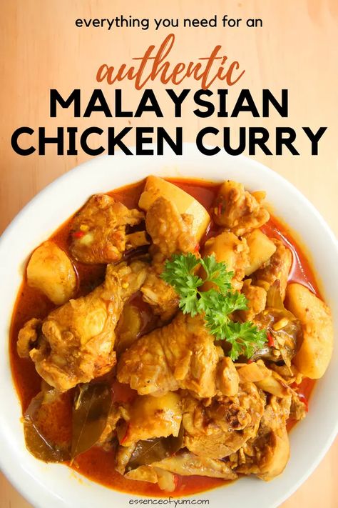 If you're keen to try making a Malaysian chicken curry at home, but think you'll need a lot of unusual ingredients, don't be put off! You can make a rich and creamy kari ayam with very few uncommon ingredients. Discover what you need to make this unique and delicious curry on The Essence of Yum. #malaysiancurry #malaysianchickencurry #malaysiancurrychicken #malaysiancurrpowder #spicyfood #essenceofyum Chicken Curry Filipino Style, Malay Chicken Curry, Malaysian Chicken Curry, Malaysian Chicken, Malaysian Curry, Chicken Curry Recipe Easy, Malaysian Recipes, Malaysia Food, Kari Ayam