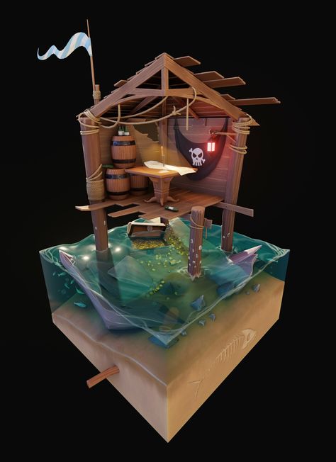 Pirate Hideout | Bellona Studio by Bellona Studio3D Model Created for the Flipped Normals Pirate Challenge.  Based on the amazing illustration by Matheus Astolfo: https://ift.tt/2MVSDun Pirate Hideout, Time Lapse, Stick It Out, The Amazing, Decorative Boxes